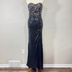 Vtg Y2K Prom Dress Gown 6 Party Time Formals Beaded Sequin Sweetheart Bodycon